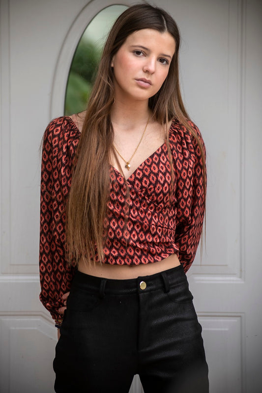 BLUT06 Blusa boho rombo